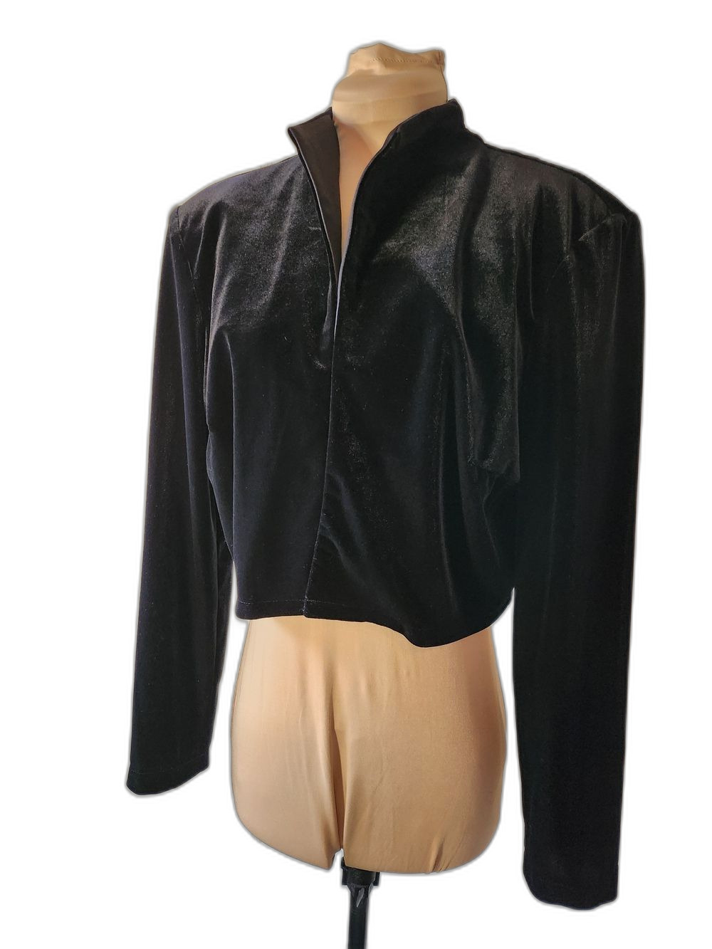 Vtg 90s Goth/Victorian/Vampire Regency Stand Collar Black Velvet Jacket